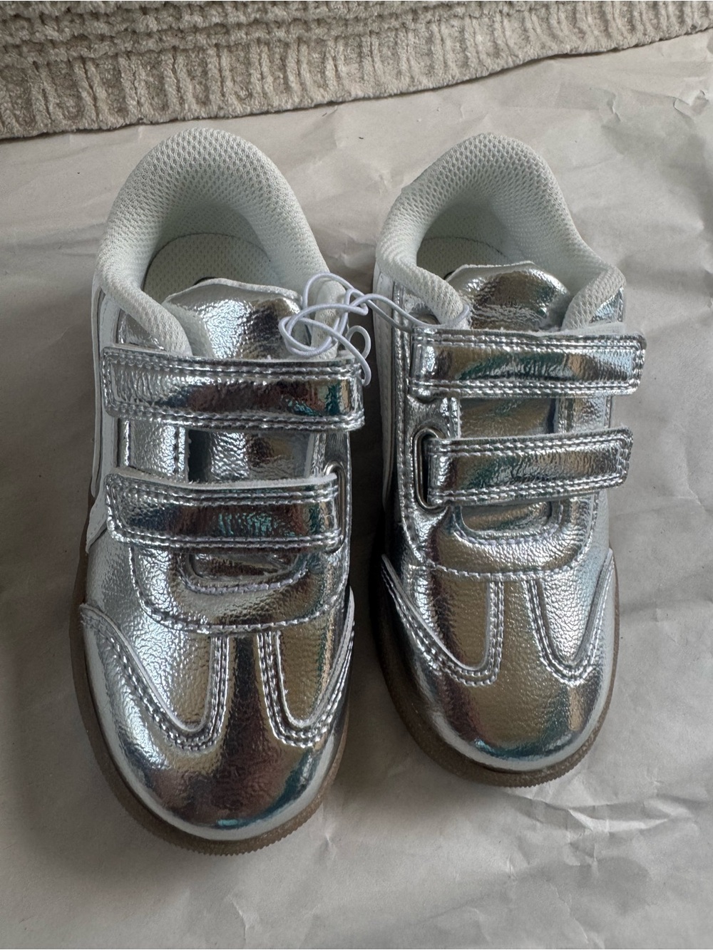 Cat & Jack Silver Metallic Velcro Kids Sneakers